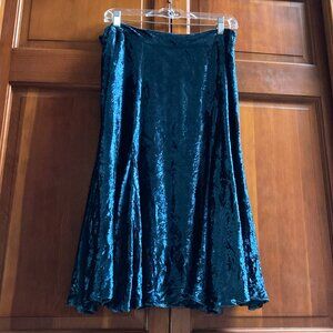 Teal Crushed Velvet Skirt - Side Zipper - Size L-XL - See measurements